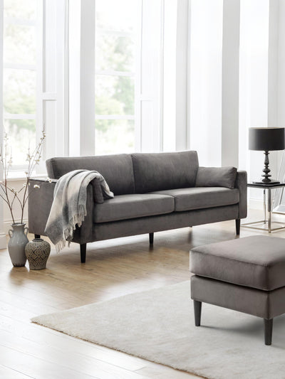Hayward Velvet Grand 3 Seater Sofa - Grey