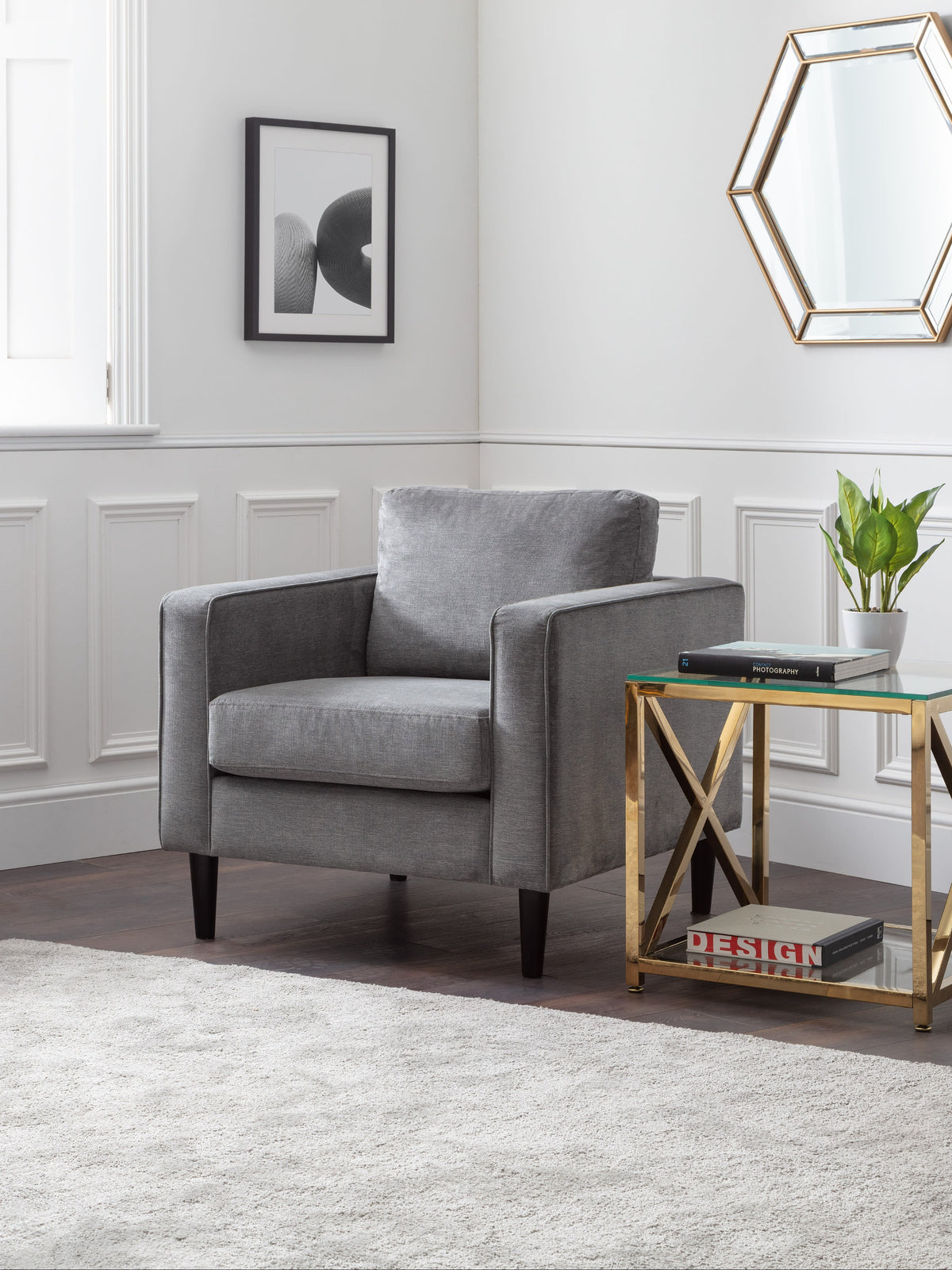 Hayward Chair - Dark Grey Chenille Fabric
