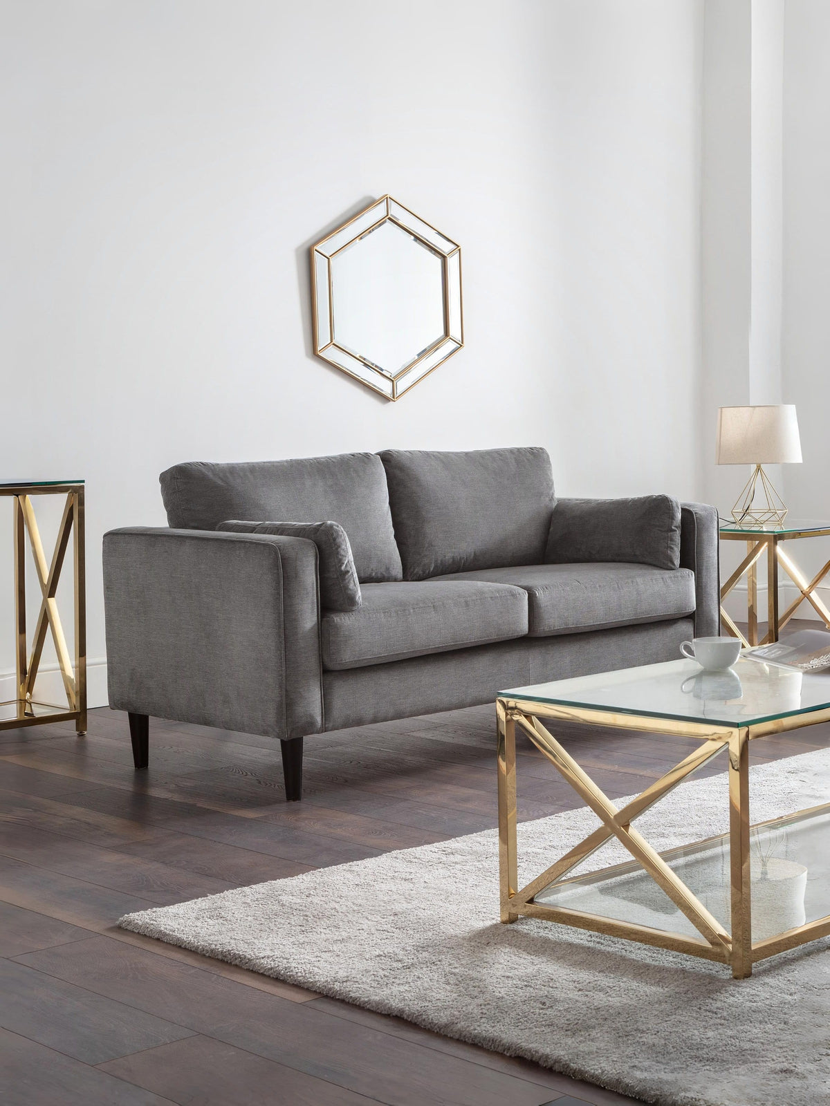 Hayward 2 Seater - Dark Grey Chenille Fabric