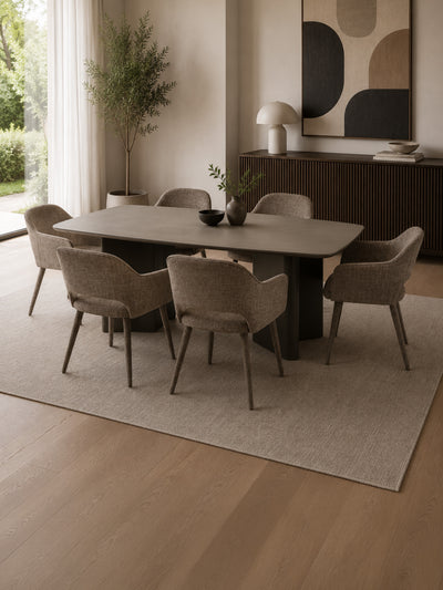 Hazel Upholstered Dining Chair (Set of 2) – Taupe Textured Fabric – Brown