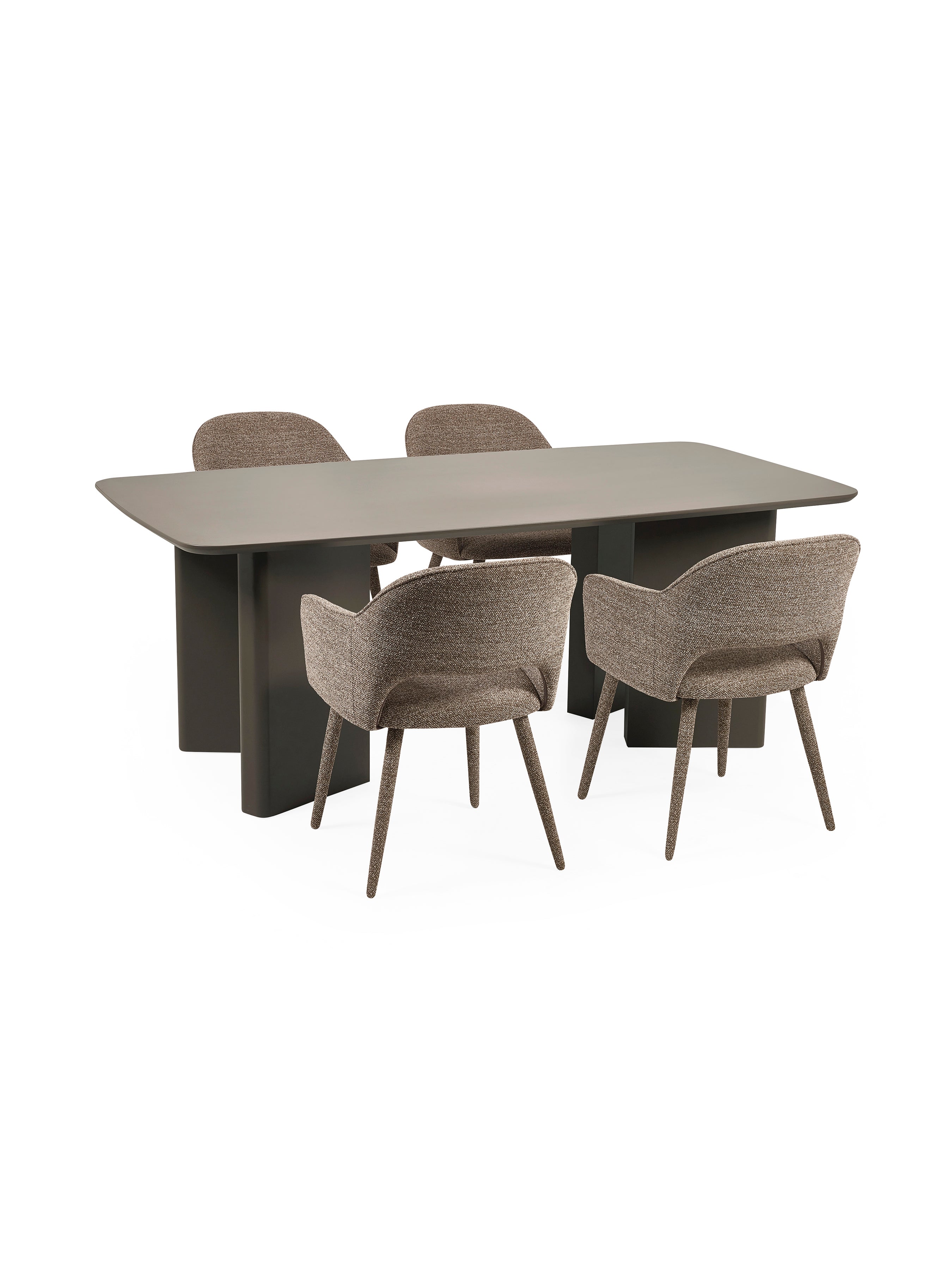 Hazel Upholstered Dining Chair (Set of 2) – Taupe Textured Fabric – Brown