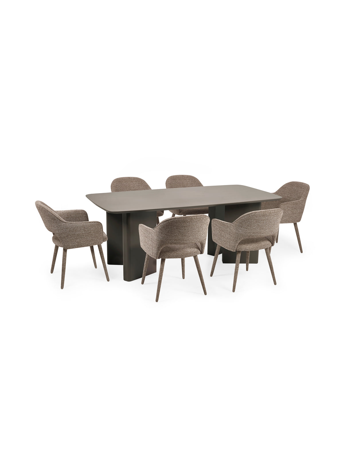 Hazel Upholstered Dining Chair (Set of 2) – Taupe Textured Fabric – Brown