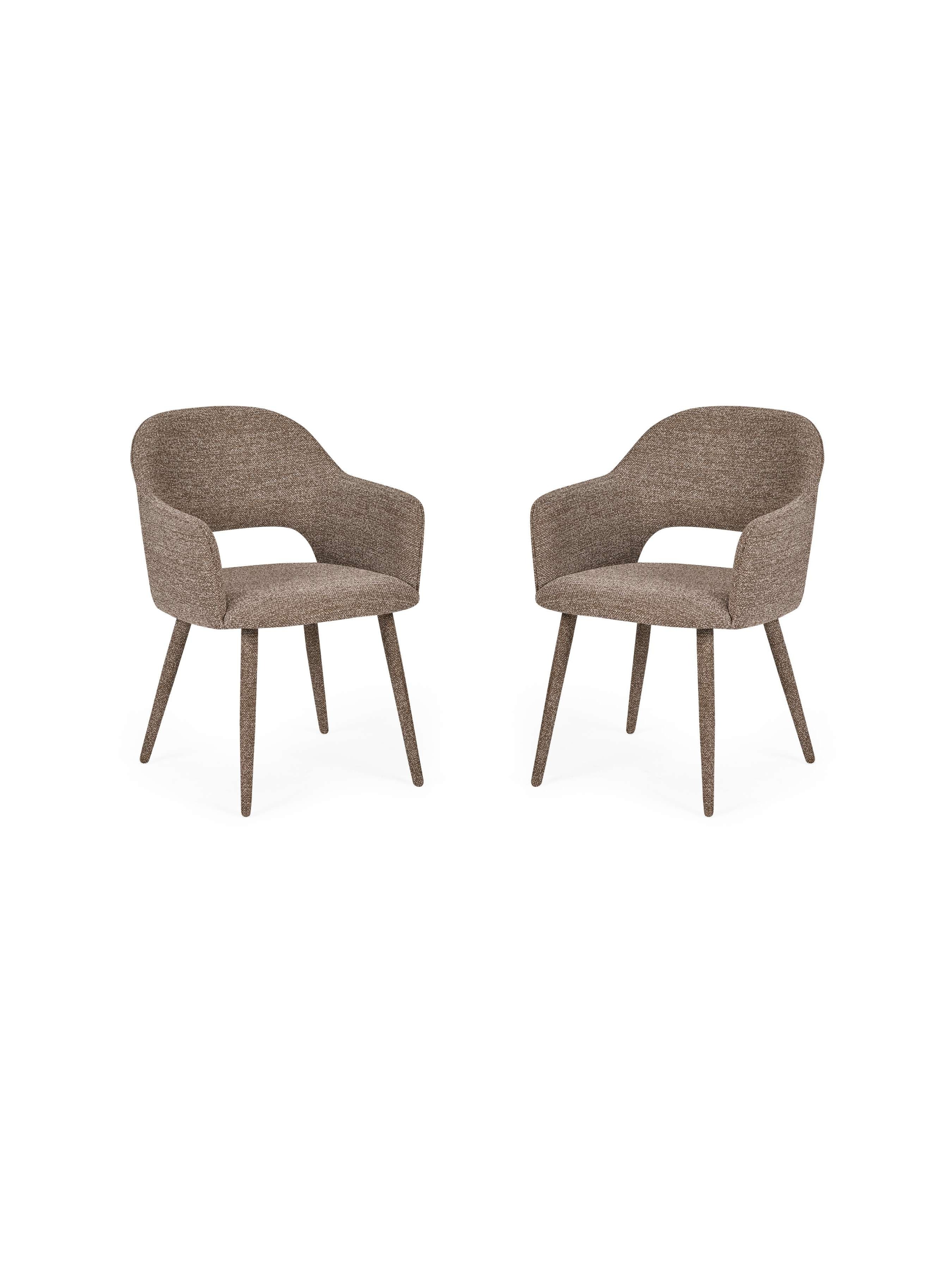 Hazel Upholstered Dining Chair (Set of 2) – Taupe Textured Fabric – Brown