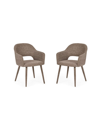 Hazel Upholstered Dining Chair (Set of 2) – Taupe Textured Fabric – Brown