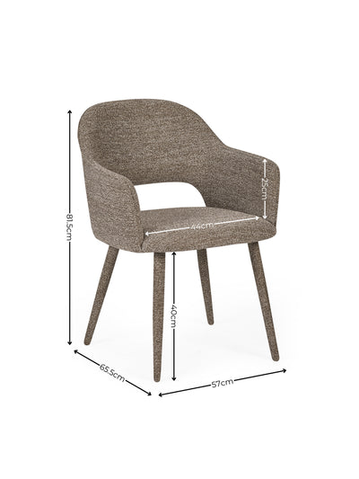 Hazel Upholstered Dining Chair (Set of 2) – Taupe Textured Fabric – Brown