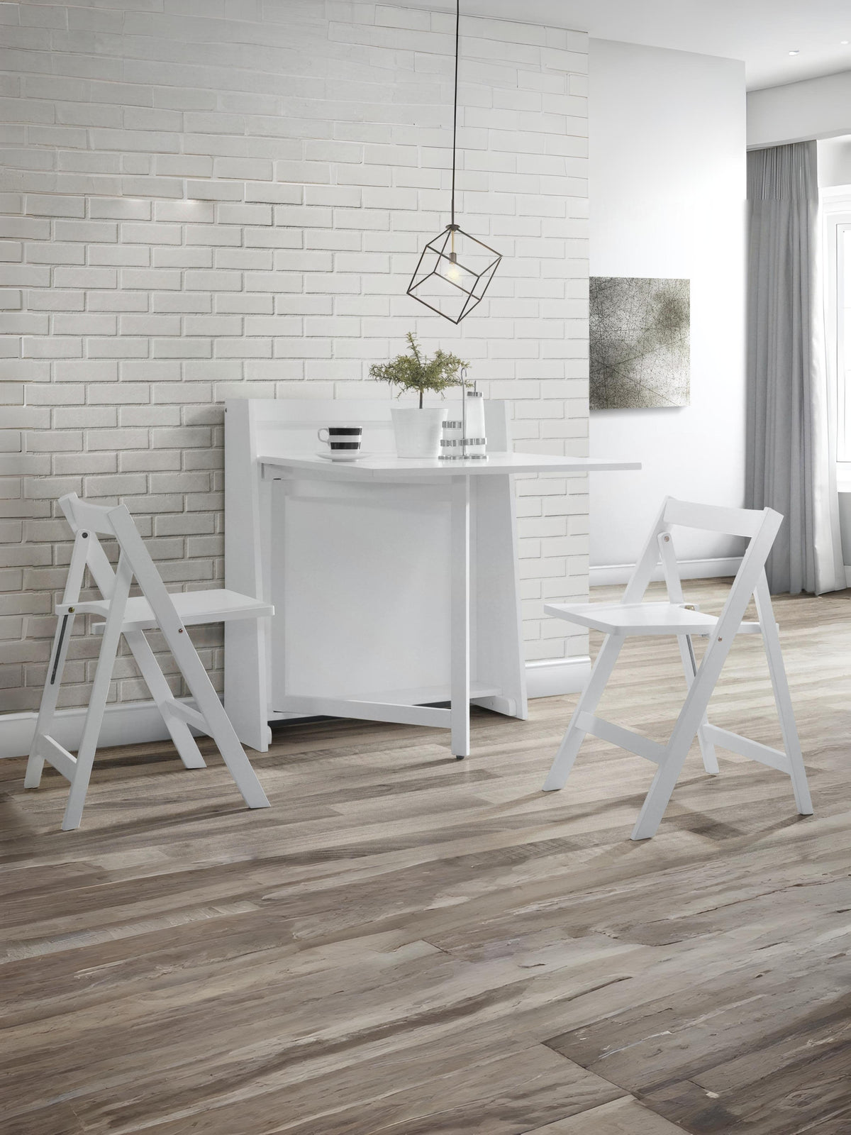 Helsinki Compact Folding White Dining Set