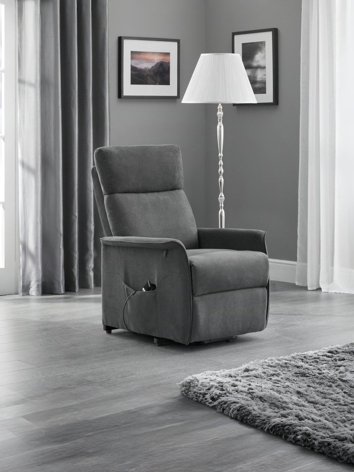 Helena Rise & Recline Chair - Charcoal Fabric