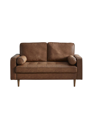 Henley 2 Seater Sofa With Bolsters - Brown Tan Faux Leather