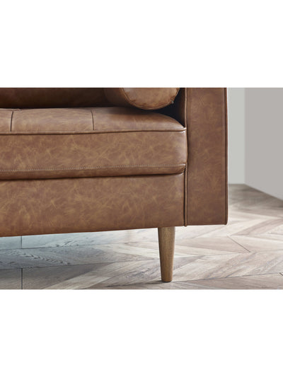 Henley 2 Seater Sofa With Bolsters - Brown Tan Faux Leather