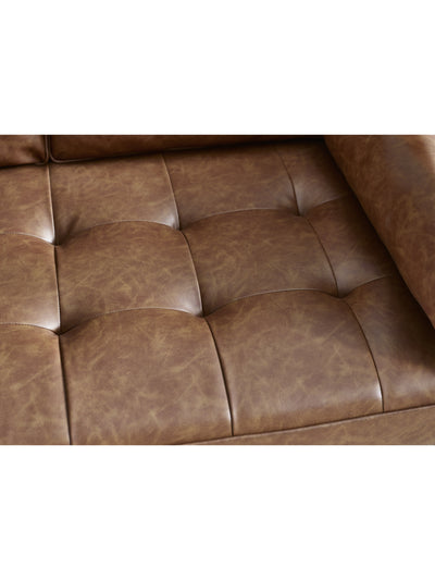 Henley 2 Seater Sofa With Bolsters - Brown Tan Faux Leather