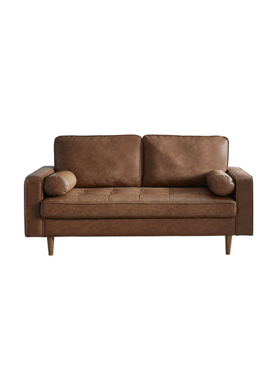 Henley 3 Seater Sofa With Bolsters - Brown Tan Faux Leather