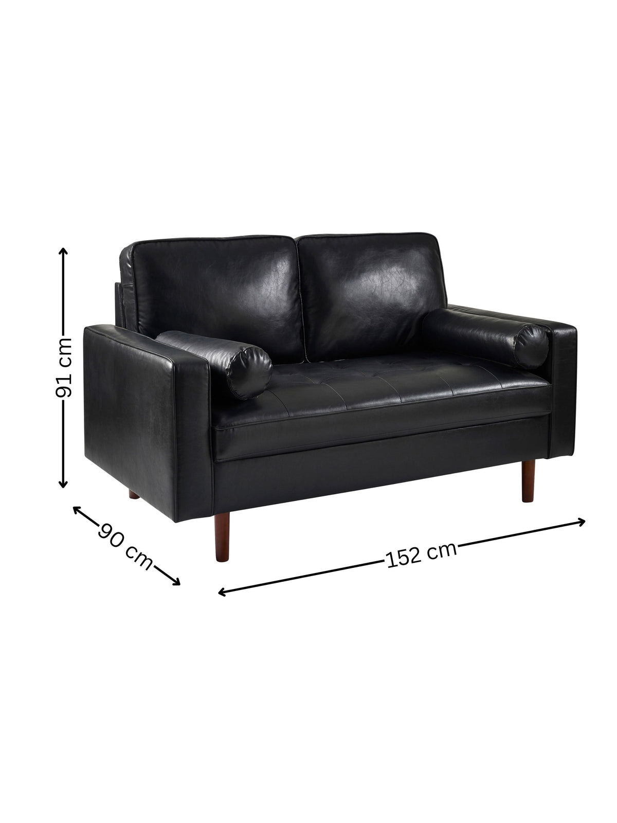 Henley Black Faux Leather 2 Seater Sofa