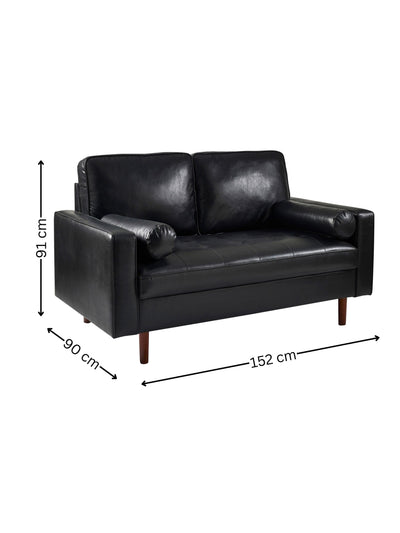 Henley Black Faux Leather 2 Seater Sofa