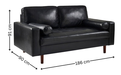 Henley Black Faux Leather 3 Seater Sofa – Julian Bowen, view 4