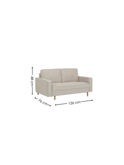 Henrietta Beige Upholstered 2 Seater Sofa – Beige Linen