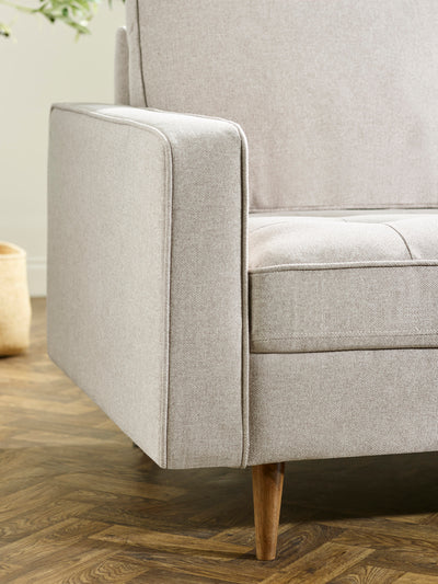 Henrietta Beige Chenille Upholstered 3 Seater Sofa – Beige Linen