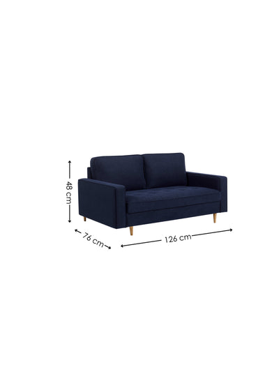 Henrietta Deep Blue Linen Upholstered 2 Seater Sofa