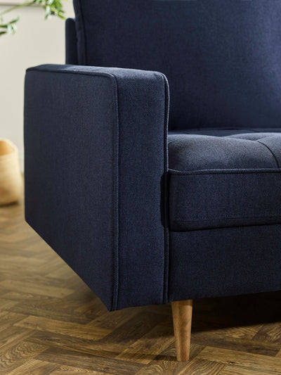 Henrietta Deep Blue Linen Upholstered 3 Seater Sofa