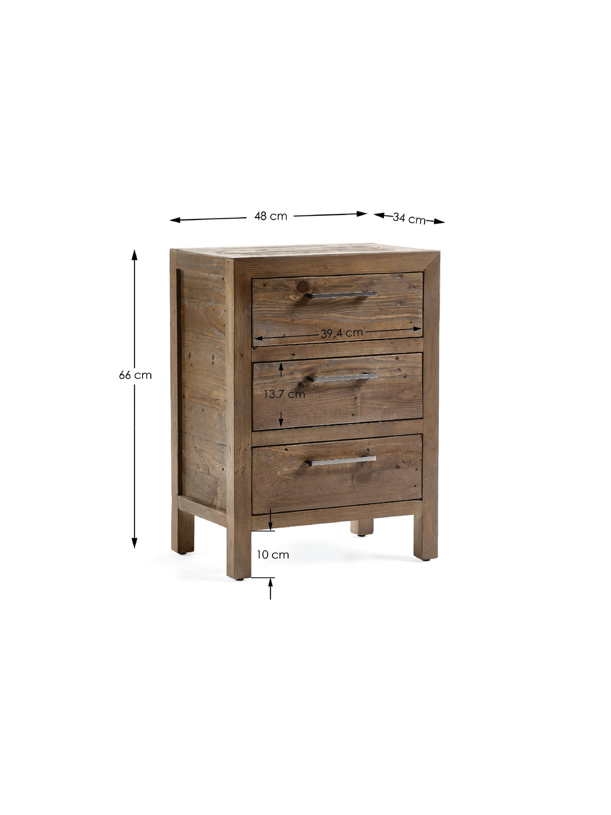Heritage 3 Drawer Bedside