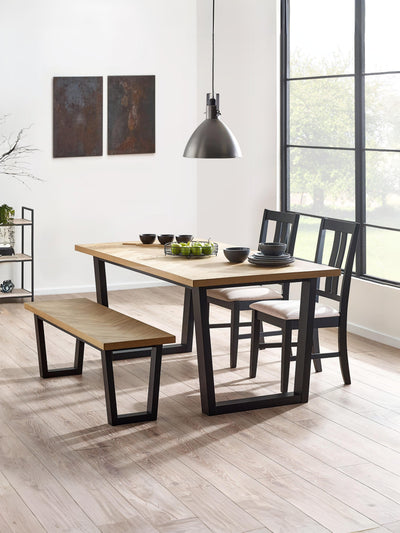 Hilton Dining Table, Bench and 2 Hilton Dining Chairs – Black And Oak