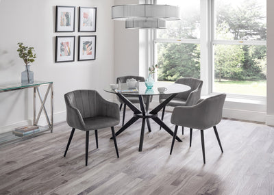Hobart Scalloped Dining Chairs - Grey (Set Of 2) – Julian Bowen, view 2