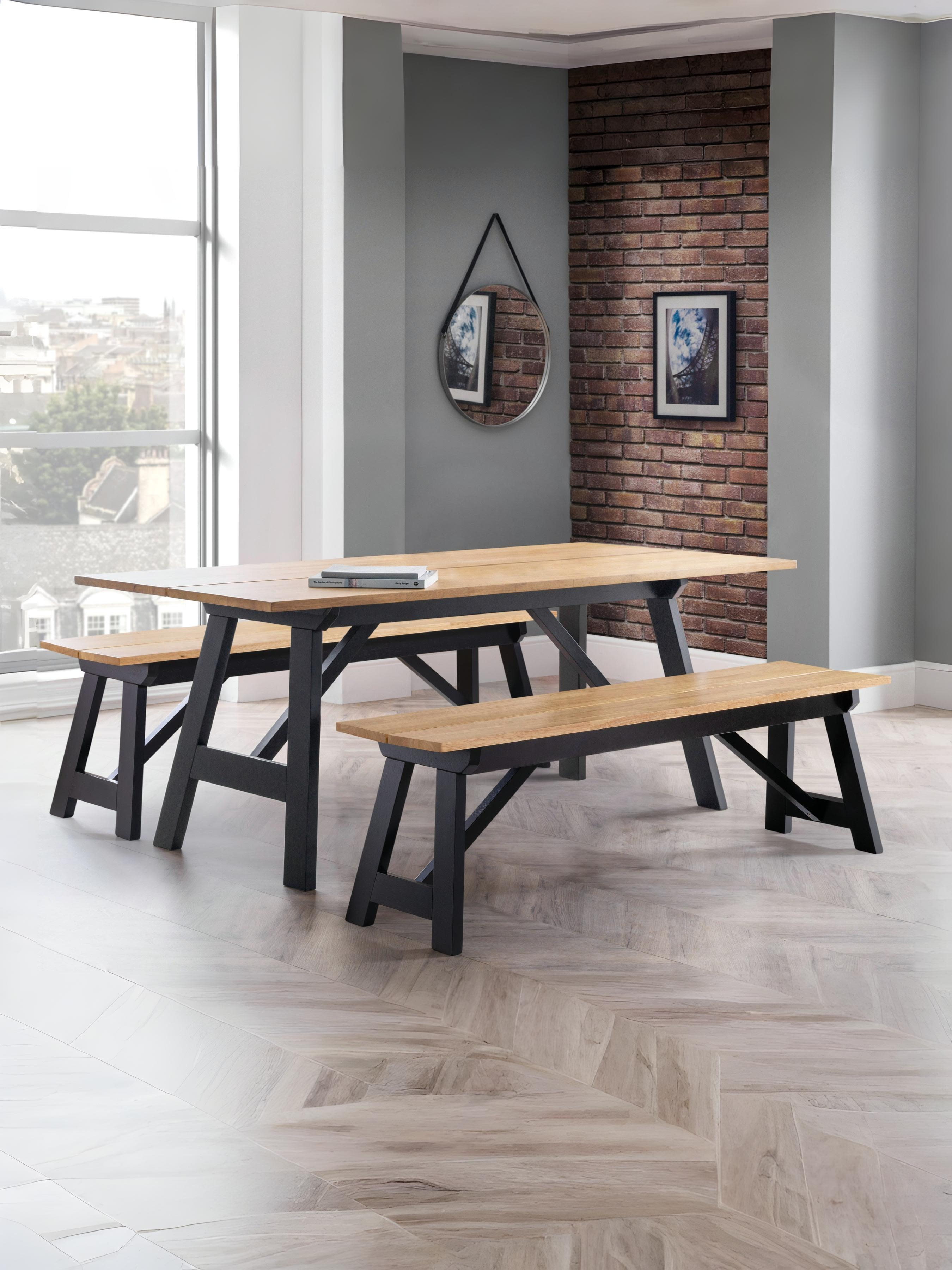 Hockley Bench Black/Oak