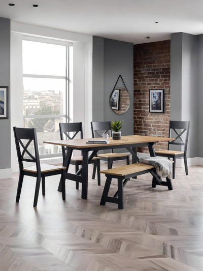 Hockley Bench Black/Oak