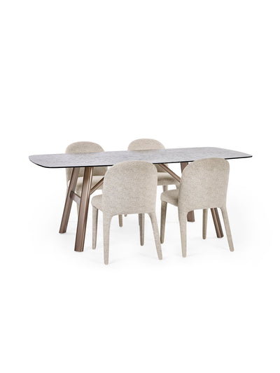 Set of 2 Holly Beige Chenille Upholstered Dining Chairs – Pearl Sand Chenille