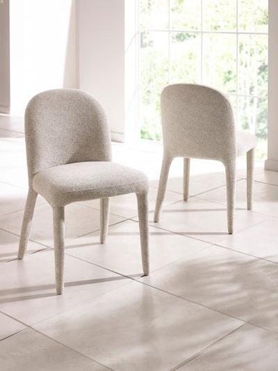 Set of 2 Holly Beige Chenille Upholstered Dining Chairs – Pearl Sand Chenille