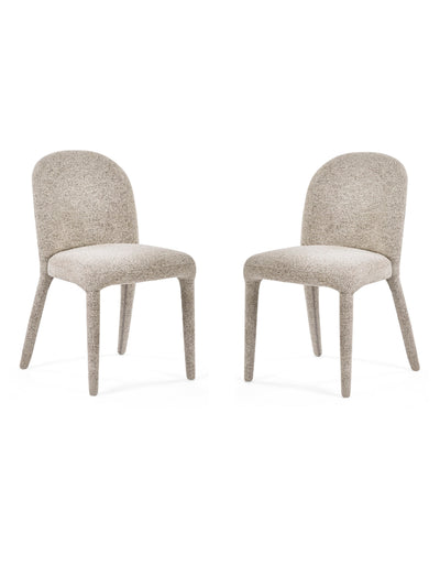 Set of 2 Holly Beige Chenille Upholstered Dining Chairs – Pearl Sand Chenille