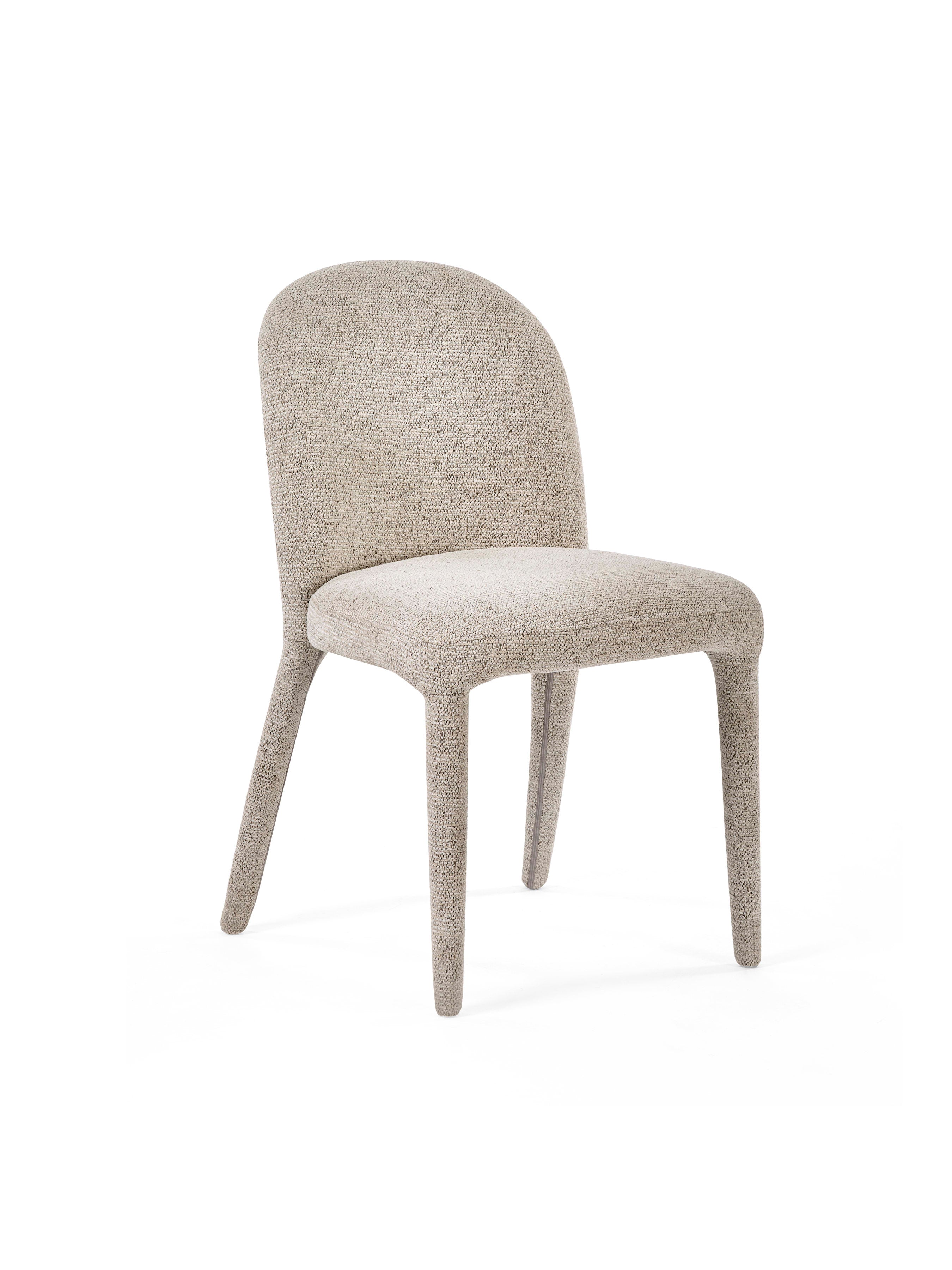 Set of 2 Holly Beige Chenille Upholstered Dining Chairs – Pearl Sand Chenille