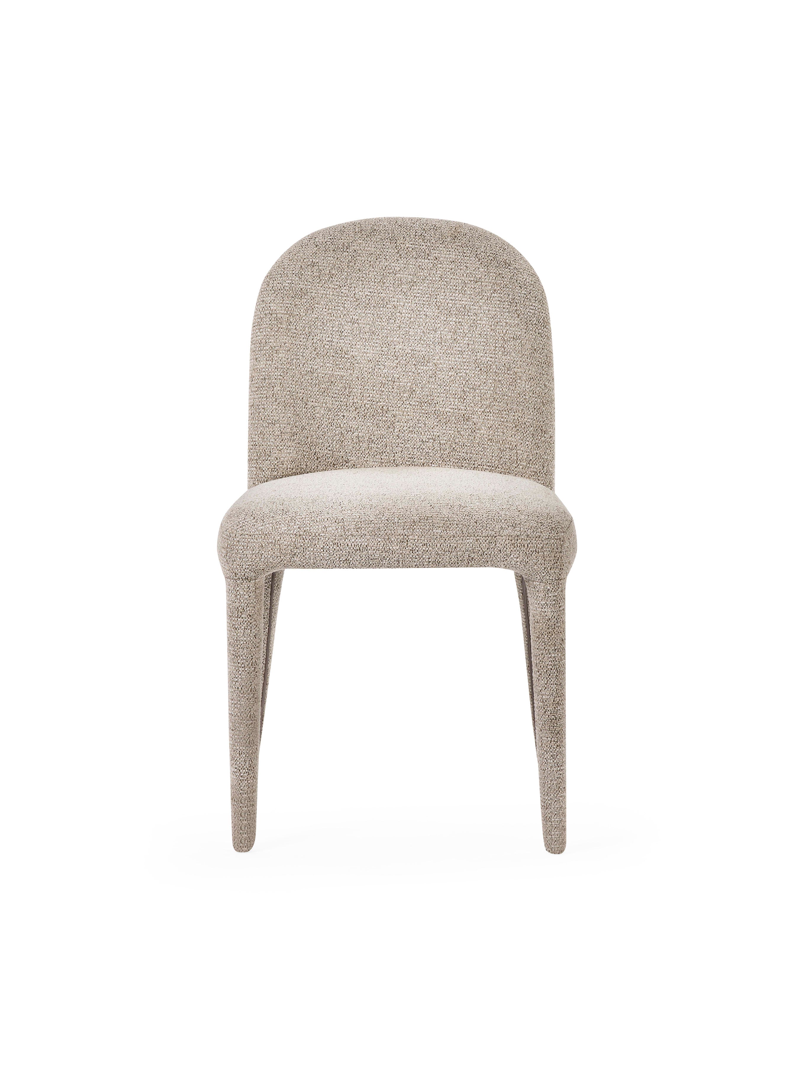 Set of 2 Holly Beige Chenille Upholstered Dining Chairs – Pearl Sand Chenille