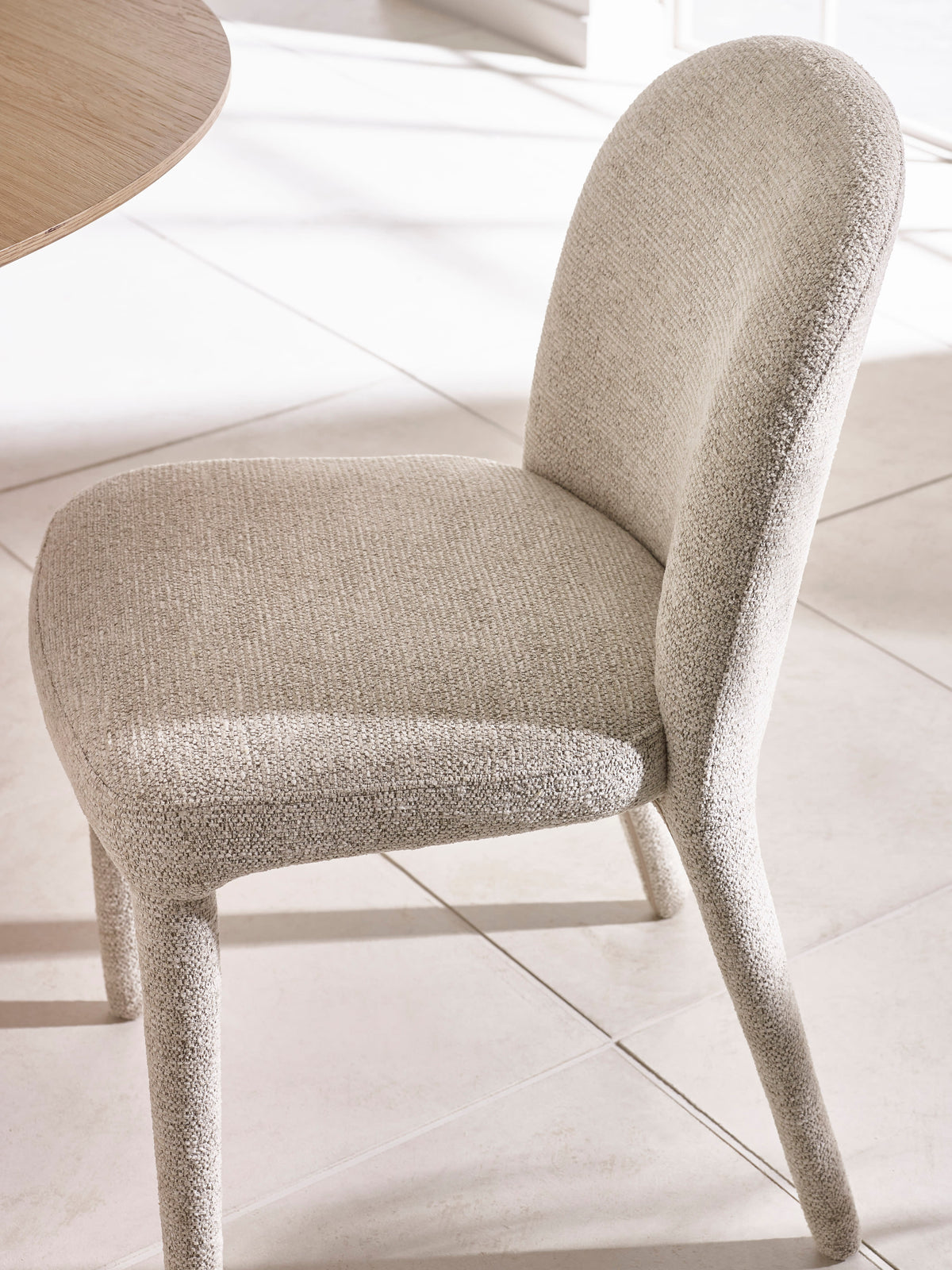 Set of 2 Holly Beige Chenille Upholstered Dining Chairs – Pearl Sand Chenille