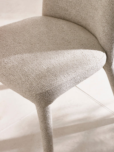 Set of 2 Holly Beige Chenille Upholstered Dining Chairs – Pearl Sand Chenille