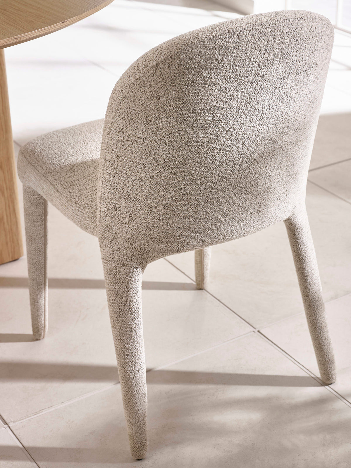 Set of 2 Holly Beige Chenille Upholstered Dining Chairs – Pearl Sand Chenille