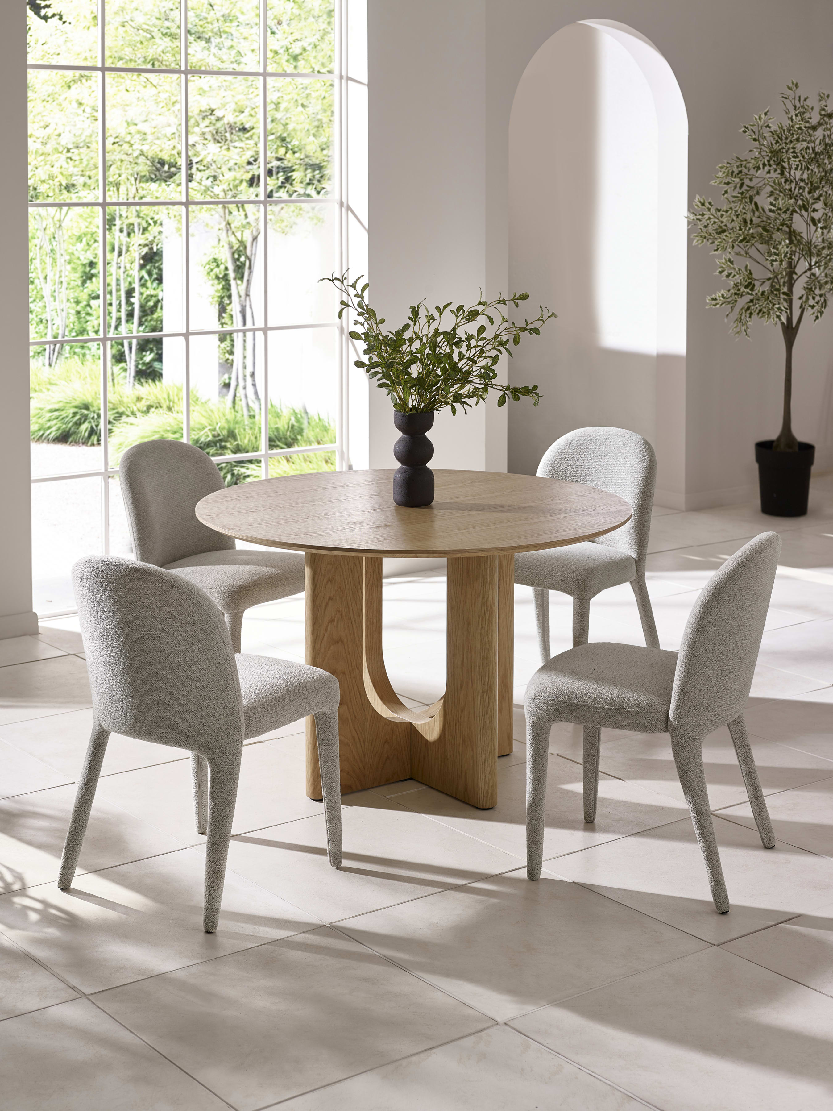 Set of 2 Holly Grey Chenille Upholstered Dining Chairs – Graphite Chenille