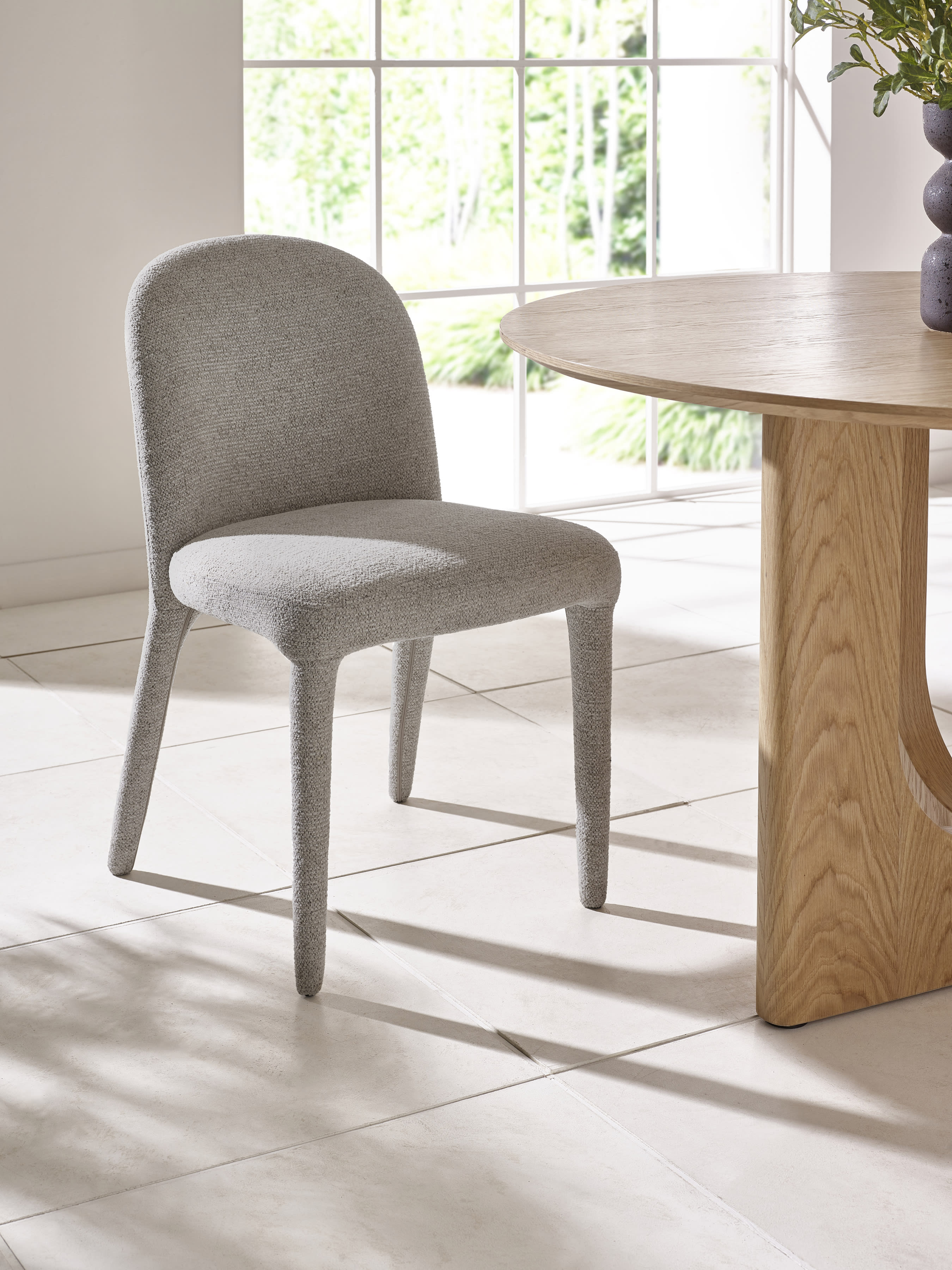 Set of 2 Holly Grey Chenille Upholstered Dining Chairs – Graphite Chenille