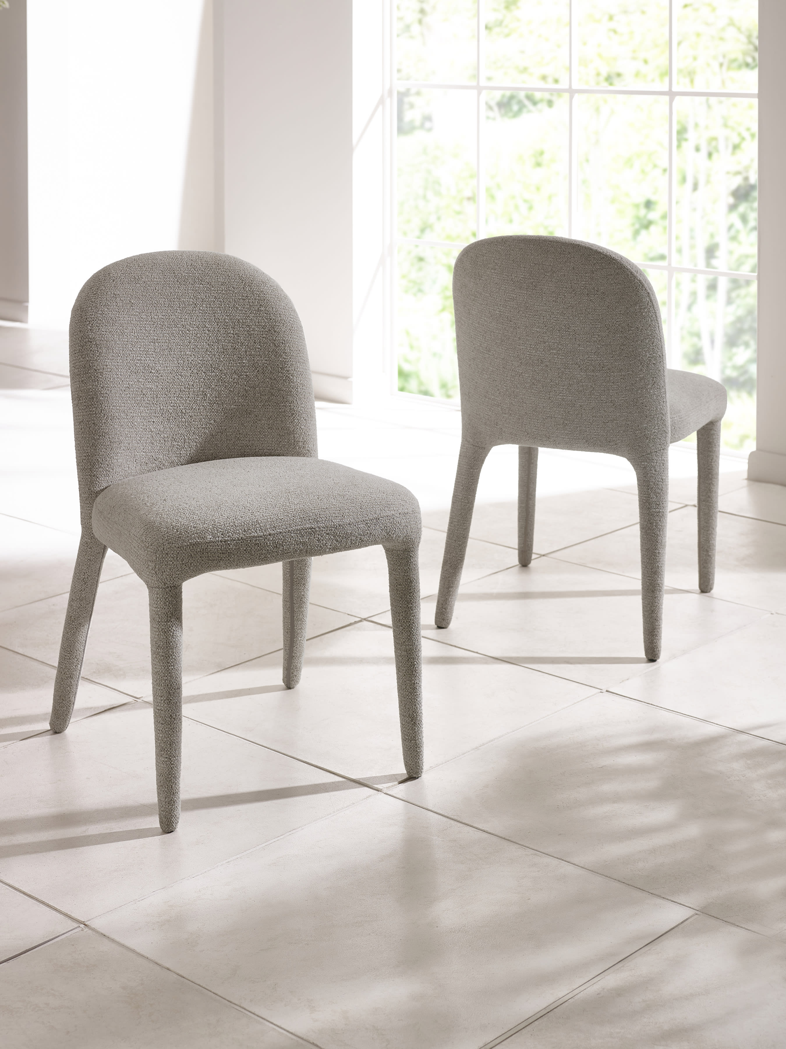 Set of 2 Holly Grey Chenille Upholstered Dining Chairs – Graphite Chenille