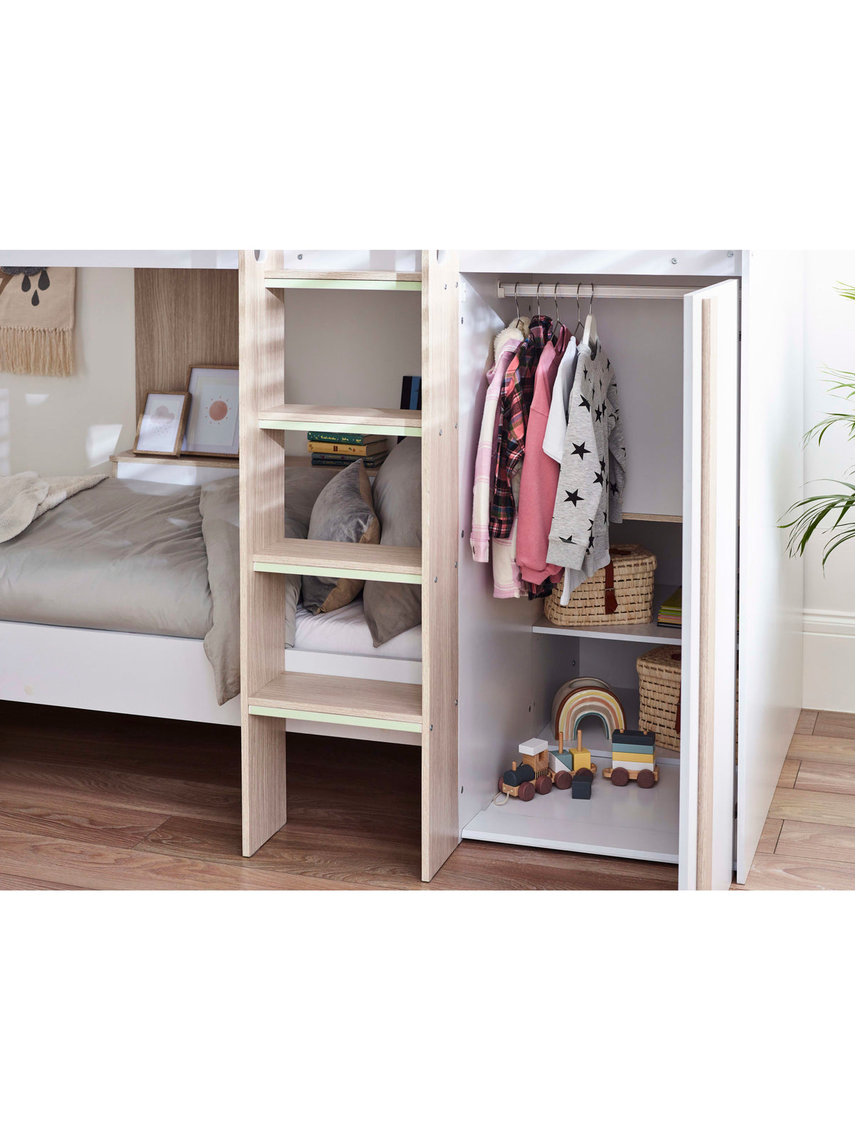 Horizon Bunk Bed - Pale Wood And White