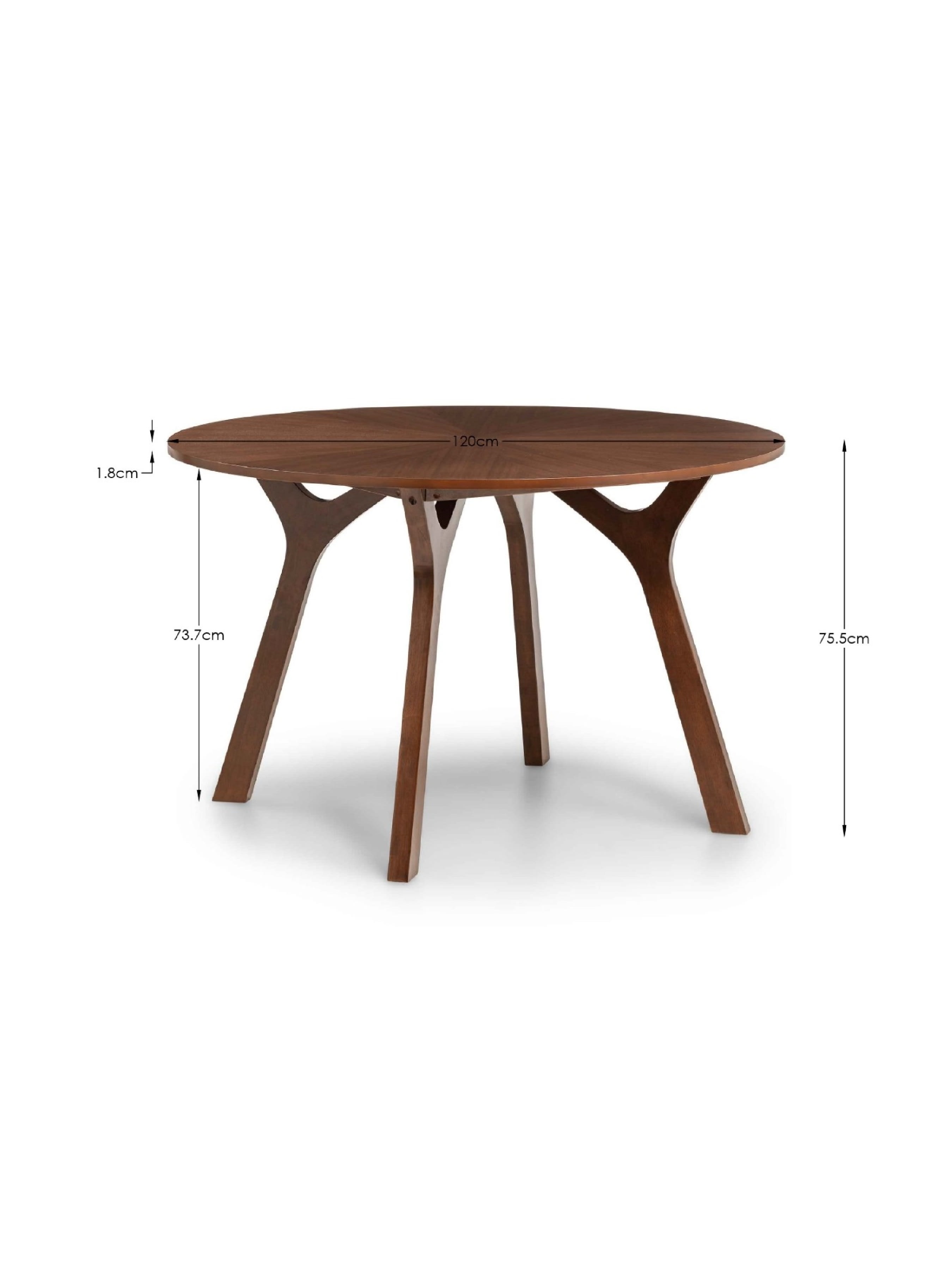 Huxley Round Table and 4 Huxley Chairs – Walnut Effect