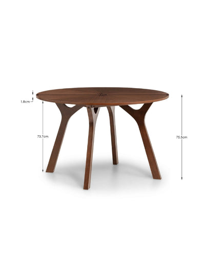 Huxley Round Table and 4 Huxley Chairs – Walnut Effect