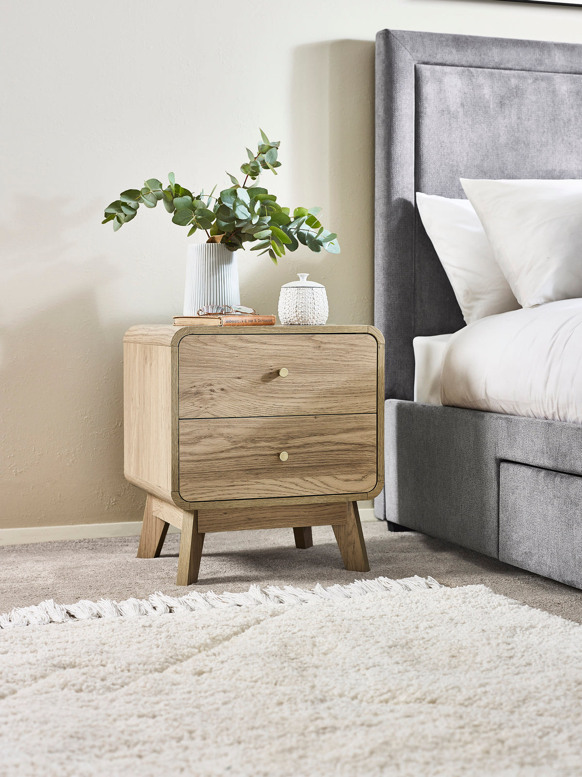Ingrid 2 Drawer Bedside Oak