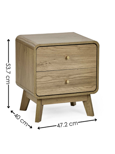 Ingrid 2 Drawer Bedside Oak