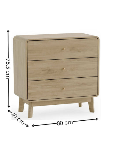 Ingrid 3 Drawer Chest Oak