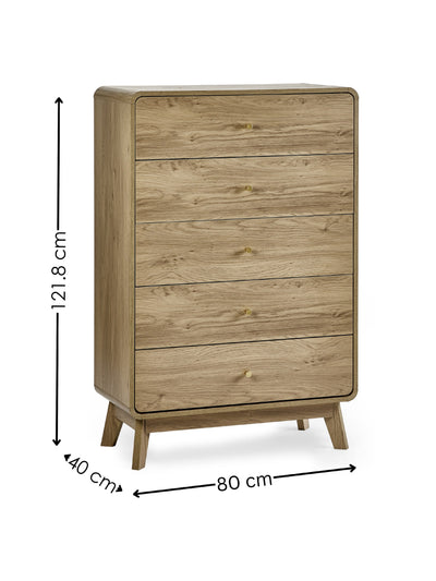 Ingrid 5 Drawer Chest Oak