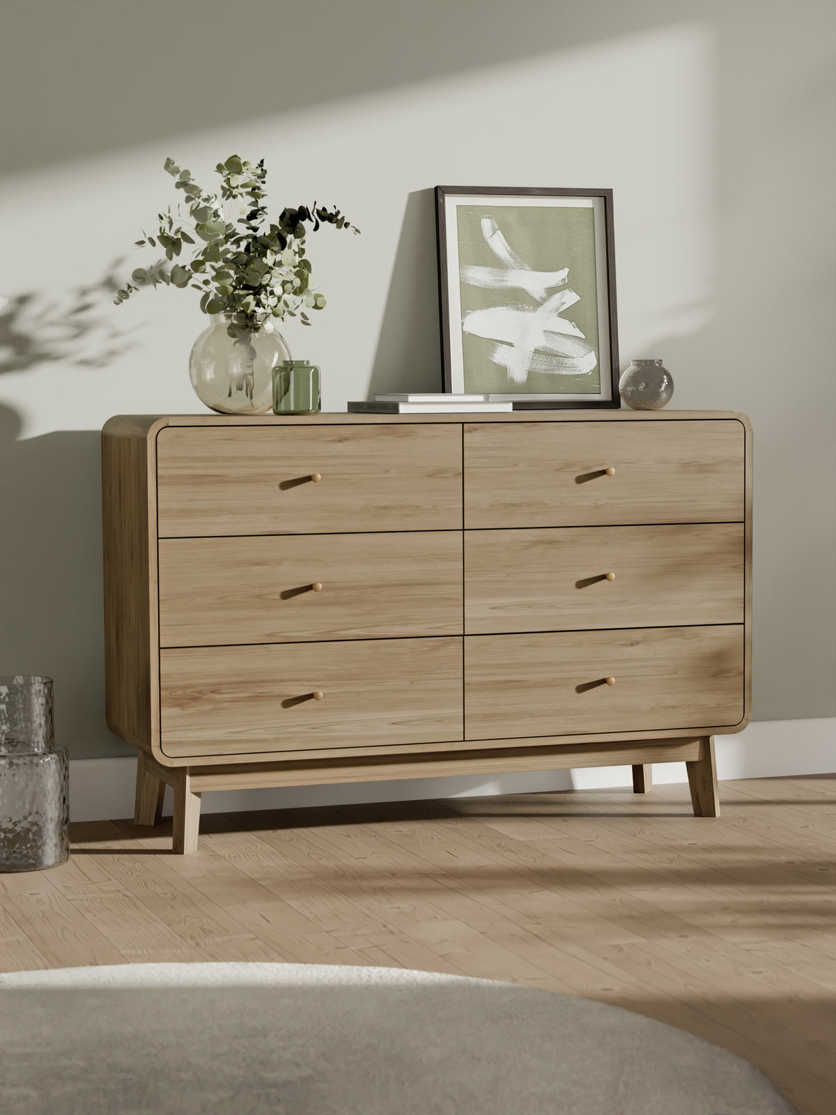 Ingrid 6 Drawer Dresser Oak