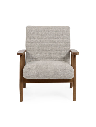 Ivy Sand Chenille Tweed Upholstered Armchair – Oyster White Linen