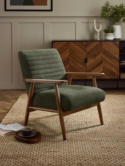 Ivy Olive Chenille Upholstered Armchair – Olive Linen