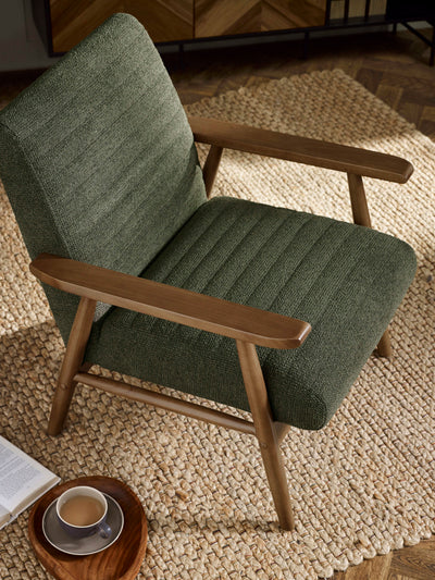 Ivy Olive Chenille Upholstered Armchair – Olive Linen