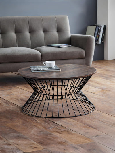 Jersey Round Wire Coffee Table - Walnut